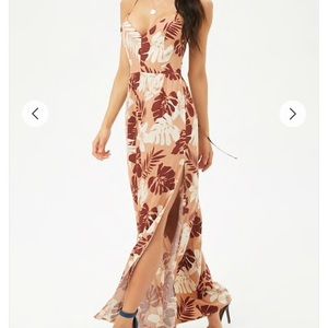 Strappy Tropical Print Maxi Dress